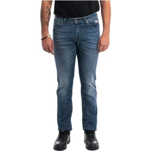 Straight Jeans, male, , Size: W32 Superior Stretch Straight Jeans Real Wash - Roy Roger's - Modalova