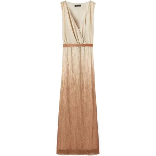 Langes Lurex-Kleid mit gekreuztem V-Ausschnitt , Damen, Größe: XL - Fiorella Rubino - Modalova