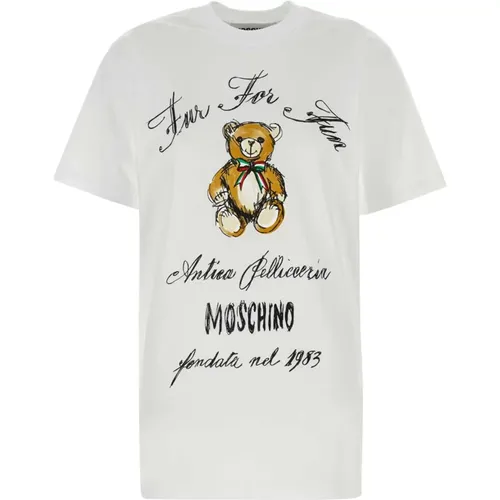 Klassisches Weißes Baumwoll-T-Shirt , Damen, Größe: M - Moschino - Modalova