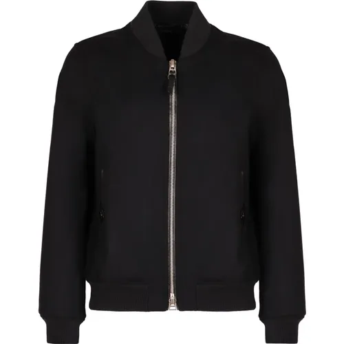 Wool Bomber Jacket with Leather Details , male, Sizes: L, XL - Tom Ford - Modalova