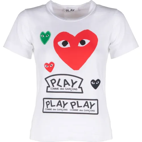 Women Multilogo and Heart Tee , female, Sizes: S - Comme des Garçons Play - Modalova