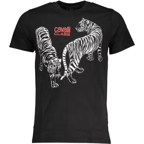 T-Shirts, male, , Size: 2XL Graphic Print Cotton Tee - Cavalli Class - Modalova