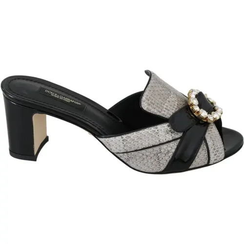 Exotic Leather Crystal Sandals , female, Sizes: 4 1/2 UK, 4 UK - Dolce & Gabbana - Modalova