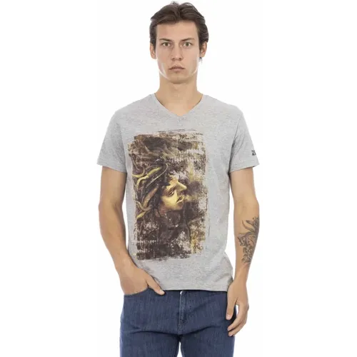 Casual V-Ausschnitt T-Shirt mit Frontdruck - Trussardi - Modalova