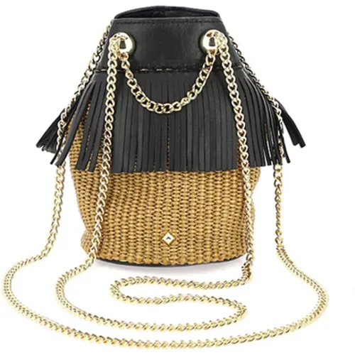 Bucket Bags, female, , Size: ONE SIZE Raphia Fringed Mini Shoulder Bag - Herbert Frère Soeur - Modalova