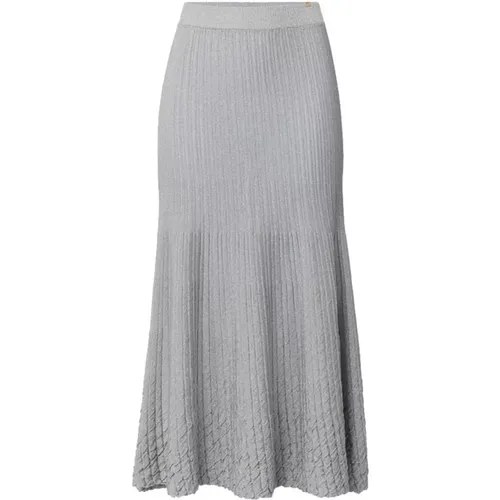 Metallic Ribbed Midi Skirt , female, Sizes: S, M, XS, L - Elisabetta Franchi - Modalova