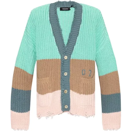 Cardigans, male, , Size: S Cardigan with vintage effect - Dsquared2 - Modalova