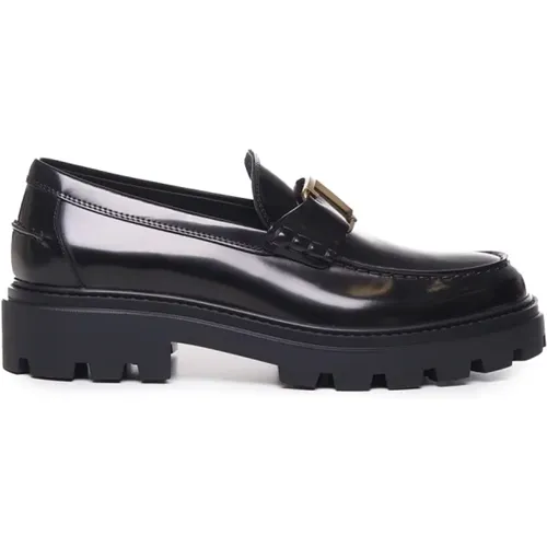 Schwarze flache Schuhe mit 98% Baumwolle , Herren, Größe: 42 1/2 EU - TOD'S - Modalova