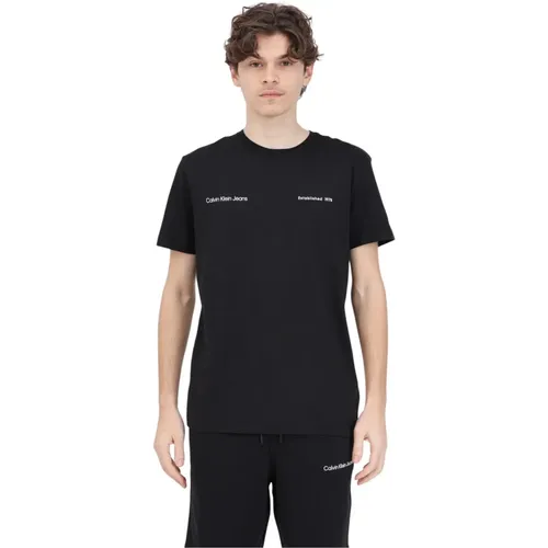Schwarzes Logo Print T-Shirt für Männer , Herren, Größe: 2XL - Calvin Klein Jeans - Modalova