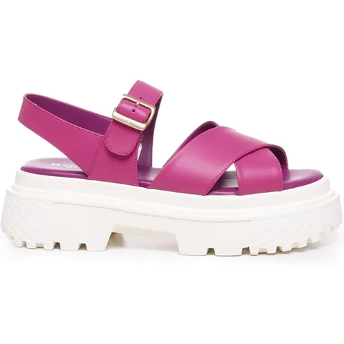 Magenta Leder Sandalen , Damen, Größe: 36 1/2 EU - Hogan - Modalova