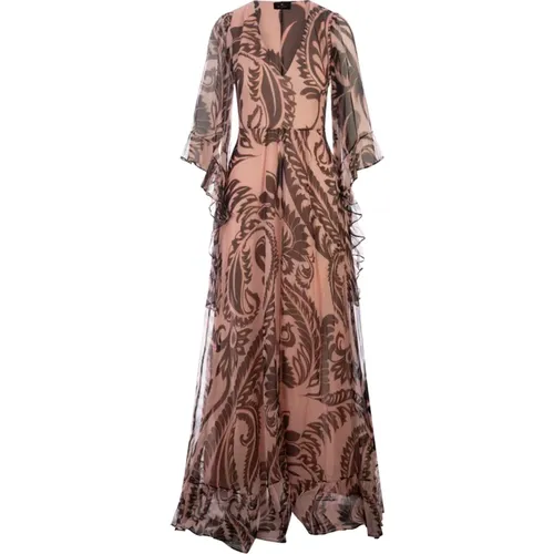 Pink Silk Chiffon Maxi Dress , female, Sizes: S - ETRO - Modalova