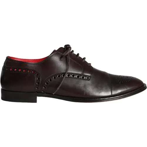 Braune Leder Oxford Schuhe - Dolce & Gabbana - Modalova