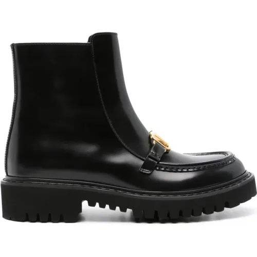 VLogo Leather Boots , female, Sizes: 6 UK, 5 1/2 UK, 3 UK, 8 UK, 5 UK, 4 UK, 7 UK - Valentino Garavani - Modalova