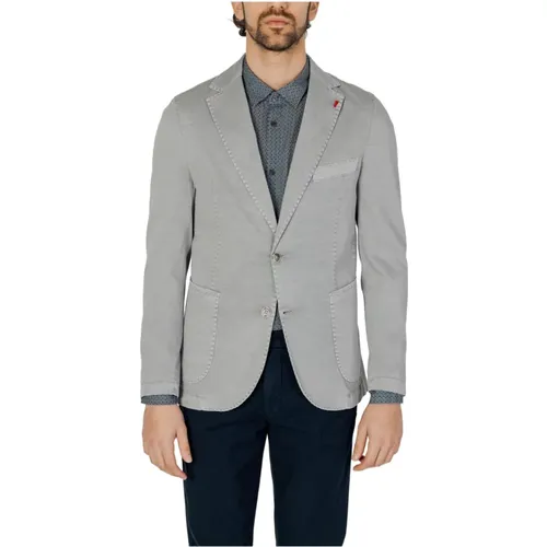 Blazers, male, , Size: L Grey Buttoned Blazer for Men - Mulish - Modalova