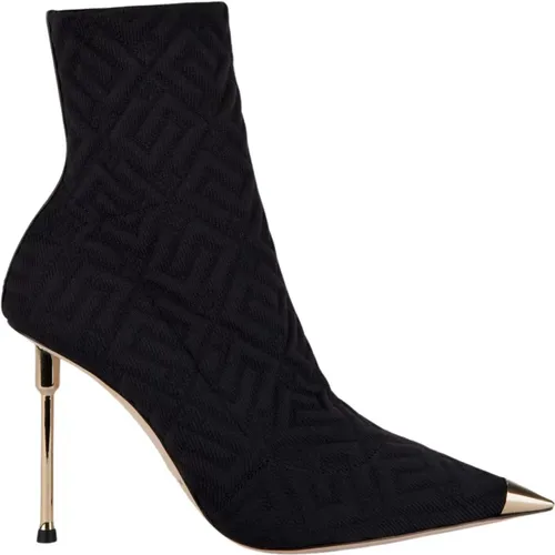 Embossed Jacquard Sock Boot - Size 38.5 , female, Sizes: 5 1/2 UK, 5 UK, 6 UK - Elisabetta Franchi - Modalova
