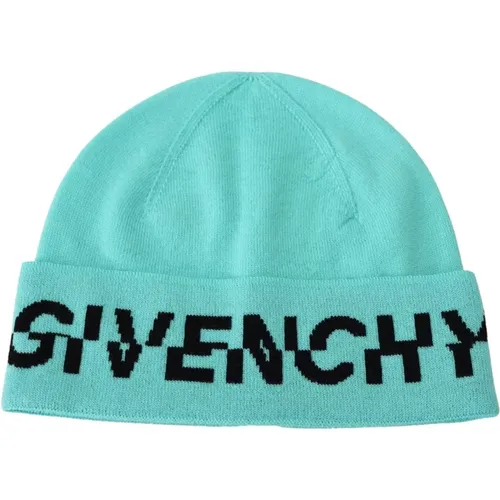 Beanies, unisex, , Size: ONE SIZE Aquamarine Beanie with Signature Logo - Givenchy - Modalova