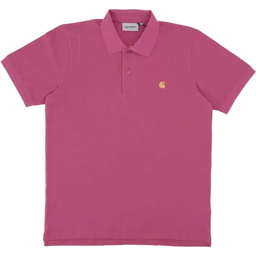 Polo Shirts, male, , Size: XL Pique Polo Magenta/Gold - Carhartt WIP - Modalova