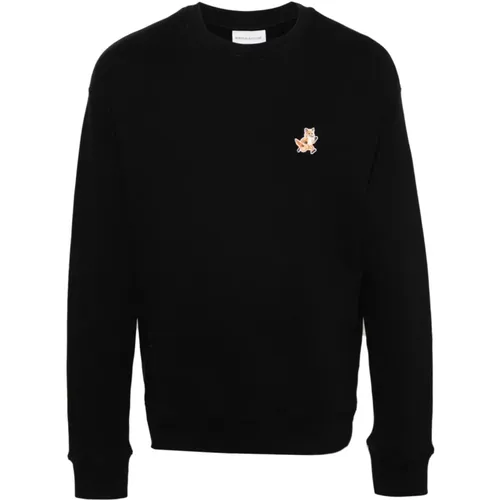 Comfort-Fit Sweater with Speedy Fox Logo Patch , male, Sizes: XL, L, S, M - Maison Kitsuné - Modalova