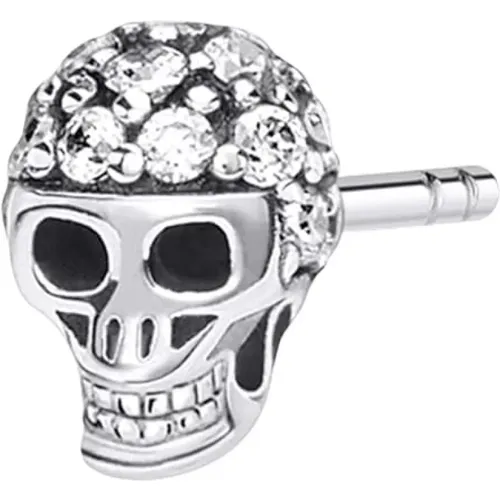 Einzel Ohrstecker Totenkopf 925 Sterlingsilber geschwärzt Zirkonia H2146-643-14 - Thomas Sabo - Modalova