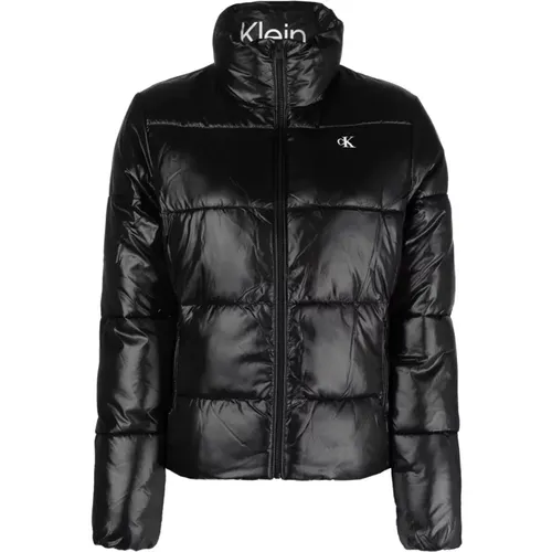 Shiny short fitted jacket , female, Sizes: S, XS - Calvin Klein Jeans - Modalova