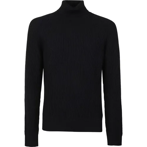 Turtlenecks, male, , Size: 2XL Ribbed Wool Turtleneck Sweater - Zanone - Modalova