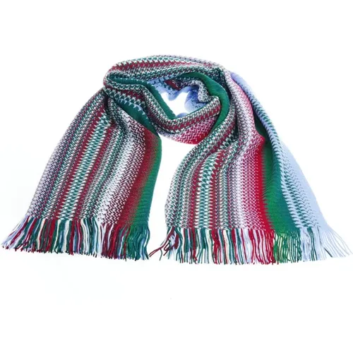 Winter Scarves, male, , Size: ONE SIZE Geometric Fringed Scarf in Bright Colors - Missoni - Modalova