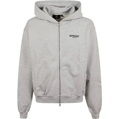 Zip-throughs, male, , Size: L Club Zip Hoodie in Ash Grey - Represent - Modalova