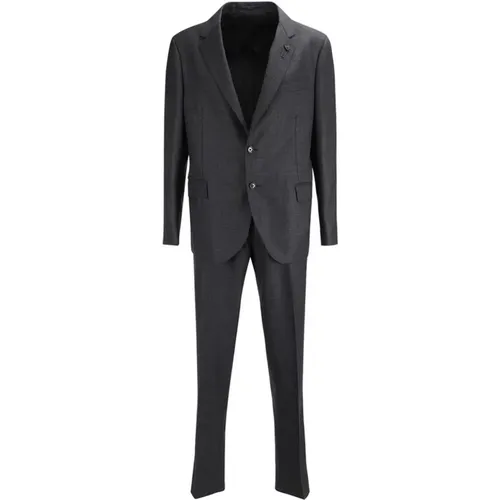 Single Breasted Suits, male, , Size: L Check Pattern Wool Suit with Blazer - Lardini - Modalova