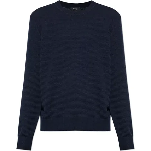 Round-neck Knitwear, male, , Size: L Cotton sweater with a round neckline - Theory - Modalova