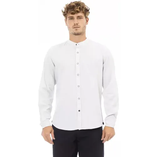 Weiße Rayon Mandarin Shirt , Herren, Größe: L - Baldinini - Modalova