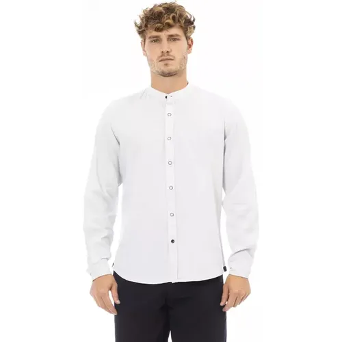 Weiße Rayon Mandarin Shirt , Herren, Größe: XL - Baldinini - Modalova