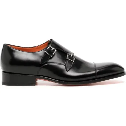 Italienische Leder Monk Strap Schuhe - Santoni - Modalova