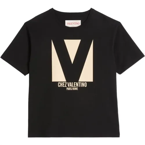 T-Shirts, male, , Size: XL Logo Print Cropped T-Shirt - Valentino Garavani - Modalova