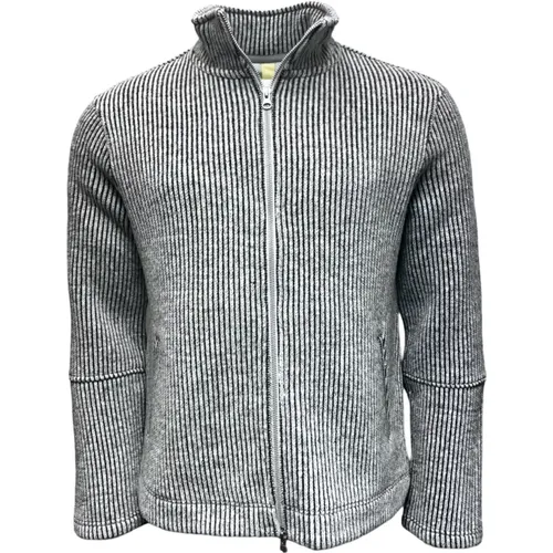 Graue Strickjacke mit Zwei-Wege-Reißverschluss , Herren, Größe: M - Brixtol Textiles - Modalova