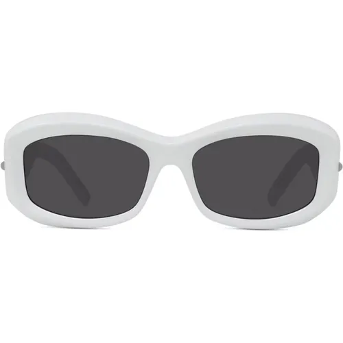 Weiße ovale Sonnenbrille mit grauen Gläsern - Givenchy - Modalova
