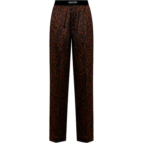 Leopard Print Silk Trousers , female, Sizes: S - Tom Ford - Modalova