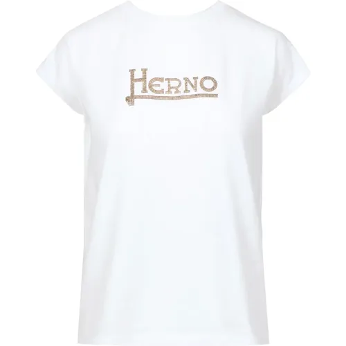 T-Shirt mit bedrucktem Logo , Damen, Größe: XL - Herno - Modalova