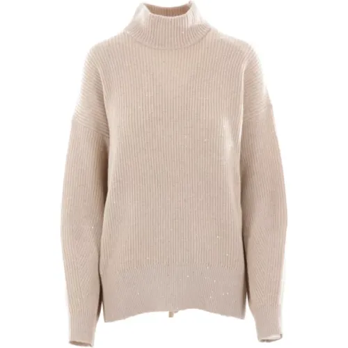 Cashmere Wool Sweater Ribbed Sequins , female, Sizes: S, M - BRUNELLO CUCINELLI - Modalova