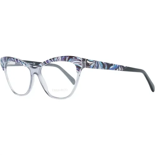 Glasses, female, , Size: ONE SIZE Grey Plastic Optical Frames for Women - EMILIO PUCCI - Modalova