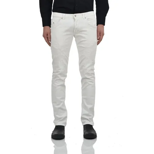 Slim-fit Cotton Jeans with Distressed Details , male, Sizes: W29 - Dondup - Modalova