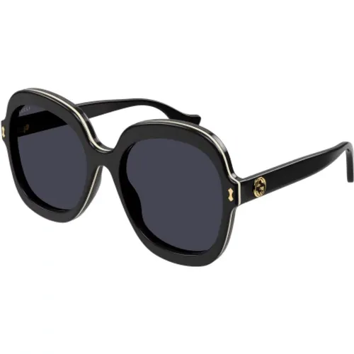 Luxuriöse schwarze Sonnenbrille für Frauen , Damen, Größe: 57 MM - Gucci - Modalova