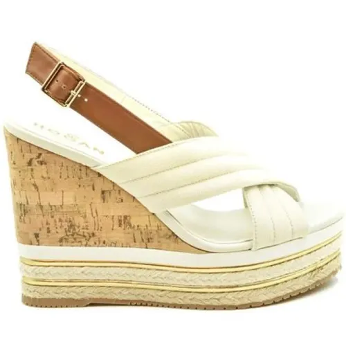 Beige Wedge Sandals for Summer , female, Sizes: 6 UK - Hogan - Modalova