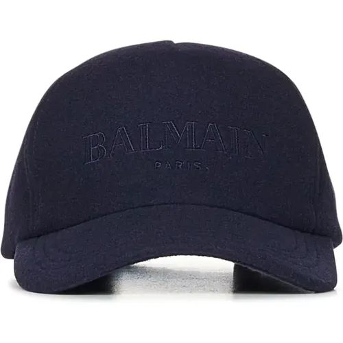 Caps, male, , Size: ONE SIZE Vintage Embroidered Cap - Balmain - Modalova