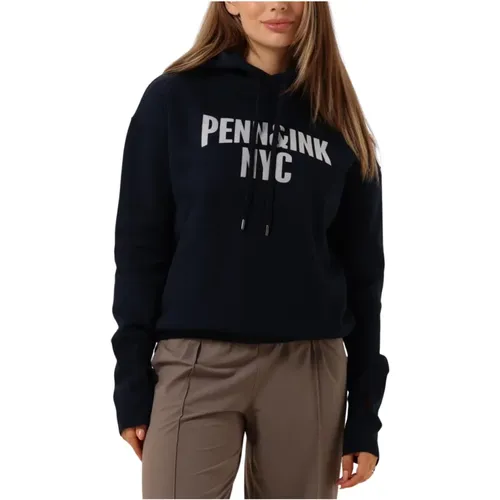 Blaue Hoodie Print Pullover - Penn&Ink N.Y - Modalova