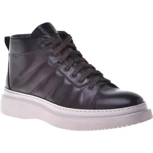 Dark calf leather ankle boot , male, Sizes: 9 UK, 8 UK - Baldinini - Modalova