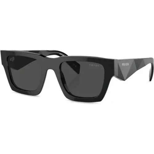 Schwarze Sonnenbrille Quadratische Rahmen Graue Gläser - Prada - Modalova