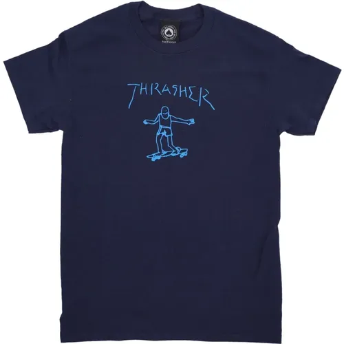 T-Shirts, unisex, , Size: XL Logo Print Tee Navy/Light - Thrasher - Modalova