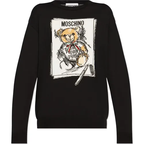 Pullover mit besticktem Muster - Moschino - Modalova