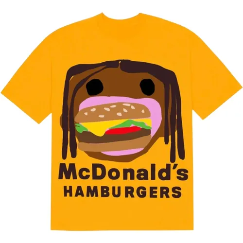 Travis Scott Burger Mouth Tee Gold , Herren, Größe: L - Cactus Plant Flea Market - Modalova