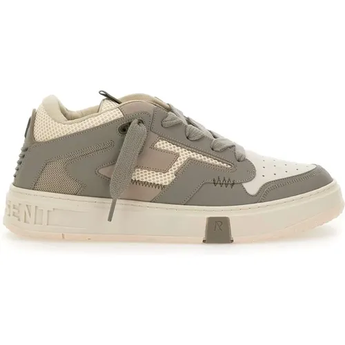 Sneakers, male, , Size: 7 US Taupe and Cream Leather Trainers - Represent - Modalova